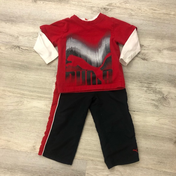Puma 24m Boys Toddlers Matching Set - Red black and white - Picture 2 of 13